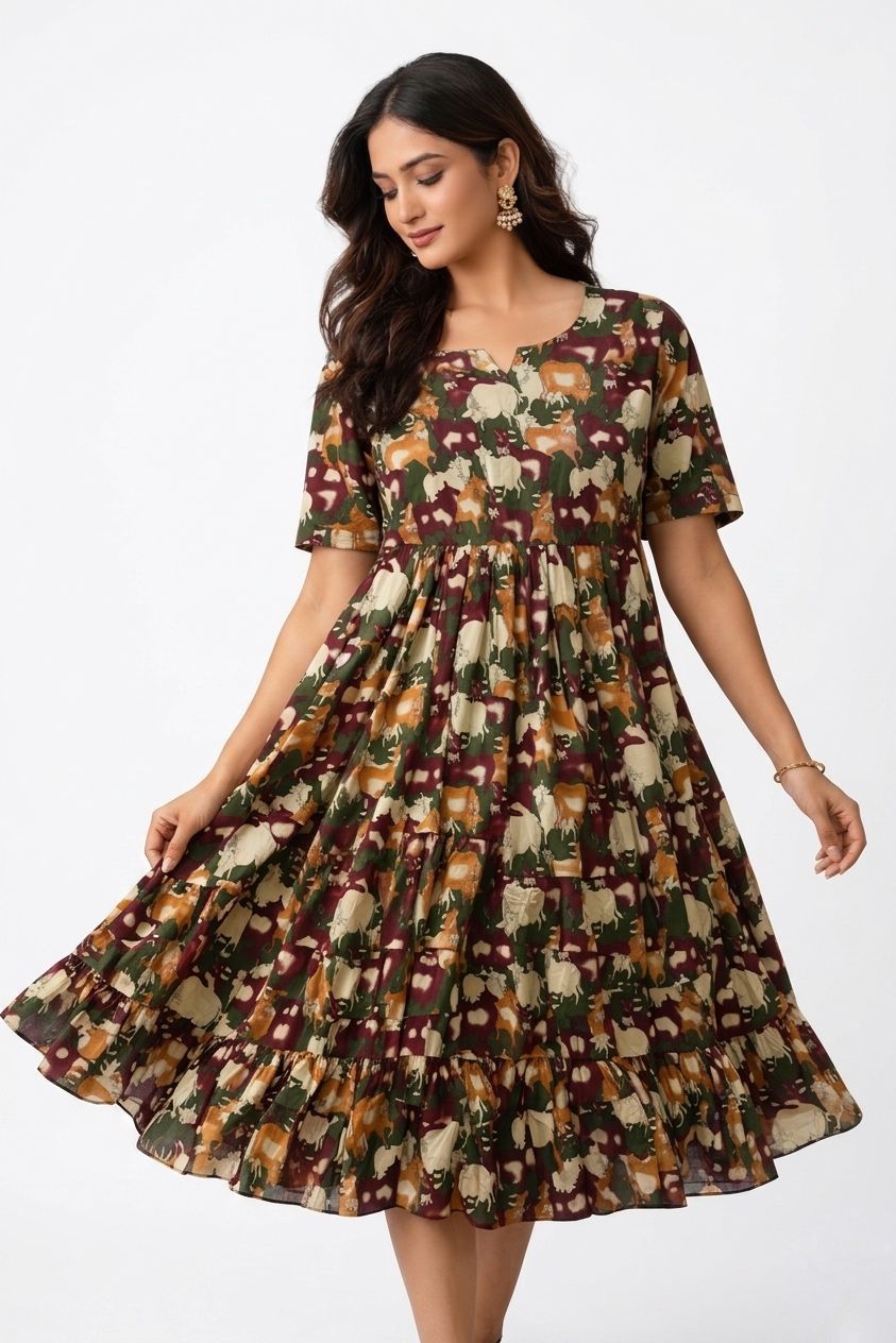 Elegant Kalamkari Cotton Frock – Traditional Charm Edition. ksm01