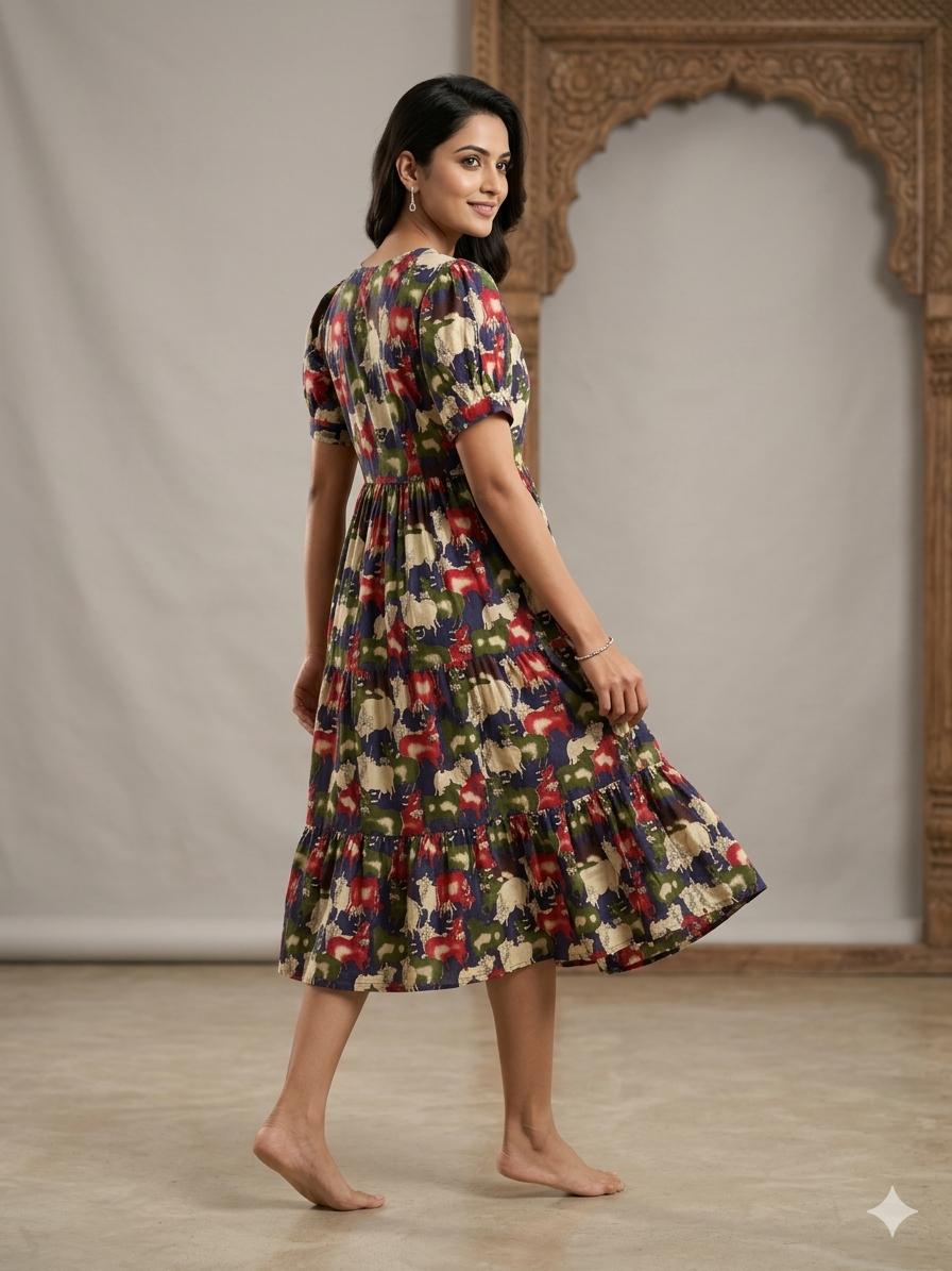 Elegant Kalamkari Cotton Frock – Traditional Charm Edition. ksm06